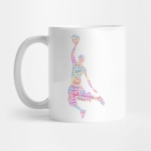 Basket Ball Player Silhouette Shape Text Word Cloud Mug